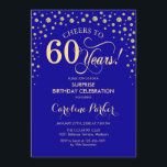 Invitation Surprise 60e fête d'anniversaire - Royal Blue Gold<br><div class="desc">Invitation de fête du 60e anniversaire surprise. Design élégant en saphir bleu royal et faux or parties scintillant. Fonctionne la police de script et les confettis de diamants. Salutations à 60 ans ! Message-moi si vous avez besoin d'une personnalisation plus poussée.</div>