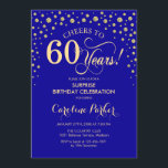 Invitation Surprise 60e fête d'anniversaire - Royal Blue Gold<br><div class="desc">Invitation de fête du 60e anniversaire surprise. Design élégant en saphir bleu royal et faux or parties scintillant. Fonctionne la police de script et les confettis de diamants. Salutations à 60 ans ! Message-moi si vous avez besoin d'une personnalisation plus poussée.</div>