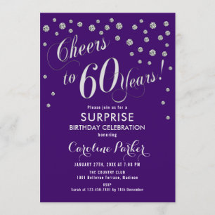 Invitation Surprise 60e fête d'anniversaire - Silver Purple