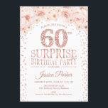 Invitation Surprise 60e fête d'anniversaire - White Rose Gold<br><div class="desc">Surprise 60th Birthday Party Invitation Design élégant en fausse parties scintillant rose or et blanc.</div>