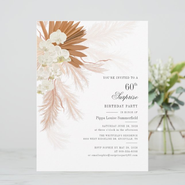 Invitation Surprise 60ème Surprise Anniversaire Tropical Part (Debout devant)