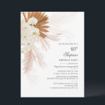 Invitation Surprise 60ème Surprise Anniversaire Tropical Part<br><div class="desc">Pampas Grass Burnt Orange 60th Birthday Party Invitation avec palmiers du désert botanique avec typographie moderne et disposition sur arrière - plan blanc. Vous pouvez customiser complètement cette carte pour d'autres événements spéciaux en cliquant sur le bouton "Personnaliser" pour changer l'année, la disposition, la couleur du texte et bien plus...</div>