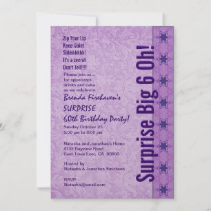 Invitation SURPRISE 60th Birthday Purple Stars W168