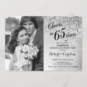 Invitation Surprise 65e Anniversaire avec Photo - Argent