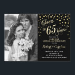 Invitation Surprise 65e anniversaire avec photo - Noir d'or<br><div class="desc">Invitation avec photo pour le 65e anniversaire du Mariage surprise. Design élégant en noir avec police de script et confetti en faux or. Message-moi si vous avez besoin d'année personnalisée.</div>