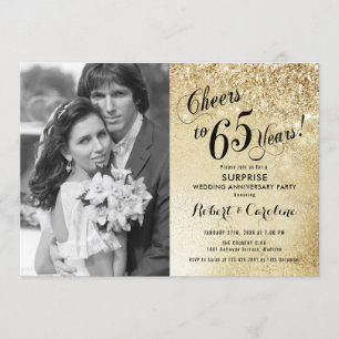 Invitation Surprise 65e anniversaire avec photo - Or