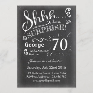 Invitation surprise 70 Chalkboard Rustic