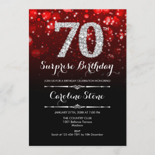 Invitation Surprise 70e anniversaire - Black Red Silver