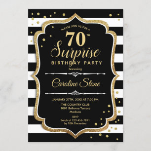 Invitation Surprise 70e anniversaire - Black White Gold