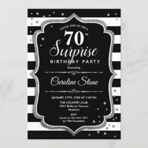 Invitation Surprise 70e anniversaire - Black White Silver