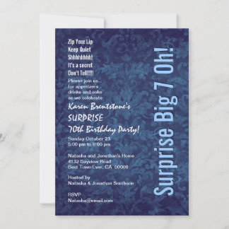 Invitation SURPRISE 70e anniversaire Blue Damask White W1467