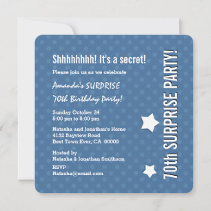 Invitation SURPRISE 70e anniversaire BLUE Pois V02