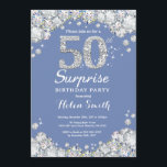 Invitation Surprise 70e anniversaire Blue Silver Diamond<br><div class="desc">Invitation surprise 50e anniversaire. Arrière - plan rouge diamant bleu et argenté Rhhinestone. Élégant invitation du Bassin d'Anniversaire. Anniversaire adulte. Les femmes,  anniversaire. Hommes Anniversaire.
Pour plus de personnalisation,  cliquez sur le bouton "Customiser" et utilisez notre outil de conception pour modifier ce modèle.</div>