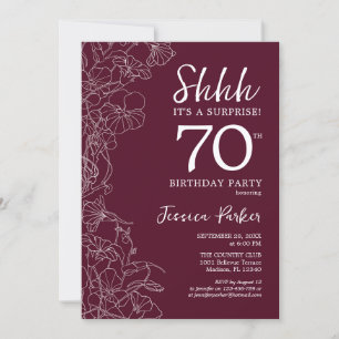 Invitation Surprise 70e anniversaire Bourgogne Floral