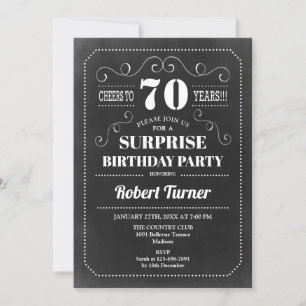 Invitation Surprise 70e anniversaire - Chalkboard