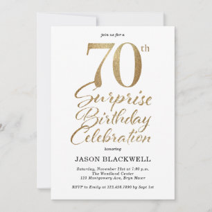 Invitation Surprise 70e anniversaire de fête Gold