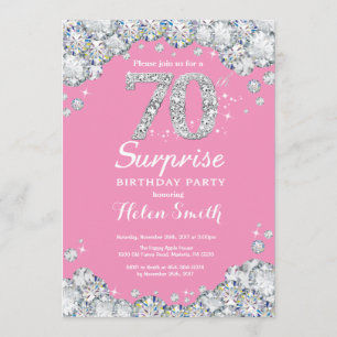 Invitation Surprise 70e anniversaire Diamant rose et argent
