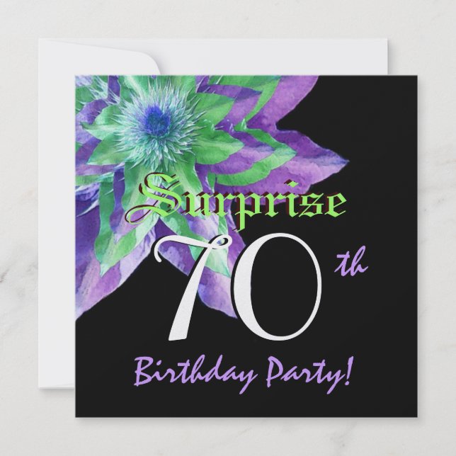 Invitation SURPRISE 70e anniversaire Fleur colorée W072 (Devant)
