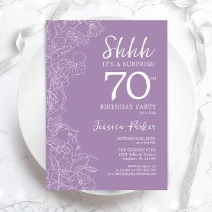 Invitation Surprise 70e anniversaire - Floral Purple