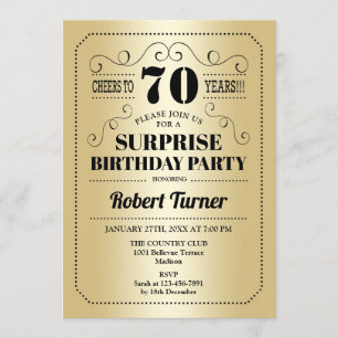 Invitation Surprise 70e anniversaire - Gold Black