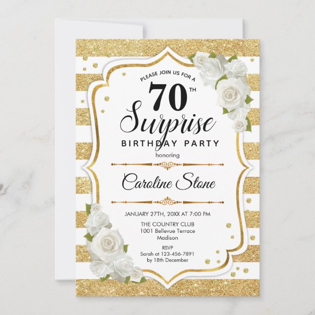 Invitation Surprise 70e anniversaire - Gold White (Devant)