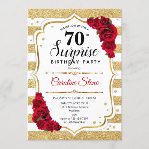 Invitation Surprise 70e anniversaire - Gold White Red