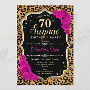 Invitation Surprise 70e anniversaire - Leopard Black Gold Ros
