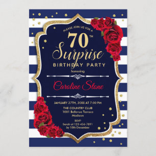Invitation Surprise 70e anniversaire - Marine Blanc Rouge