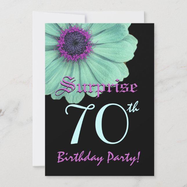 Invitation SURPRISE 70e anniversaire Modèle Green Purple Dais (Devant)