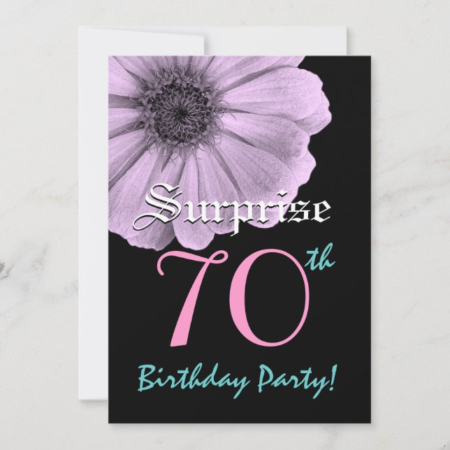 Invitation SURPRISE 70e anniversaire Modèle Purple Daisy (Devant)