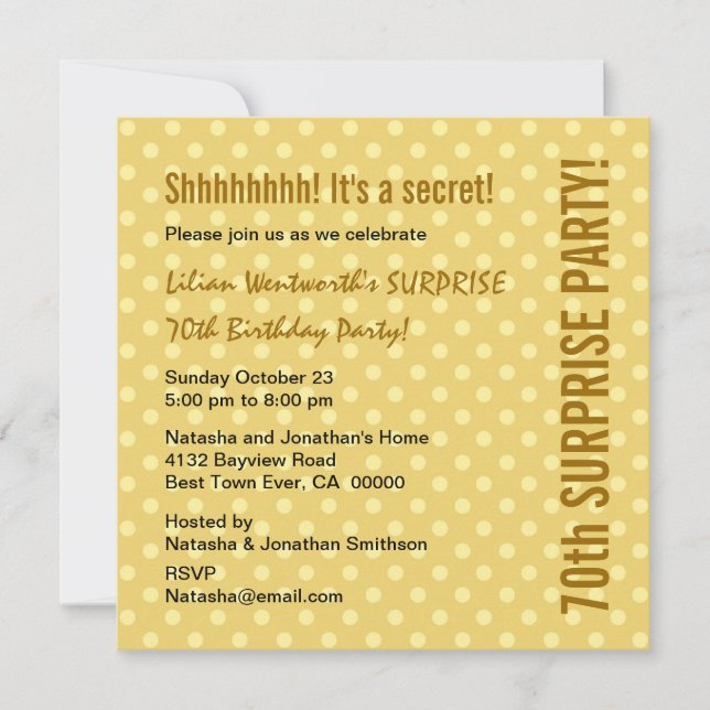 Invitation SURPRISE 70e anniversaire Pale Gold Pois Y326 (Devant)