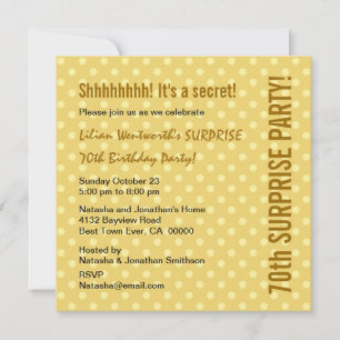 Invitation SURPRISE 70e anniversaire Pale Gold Pois Y326