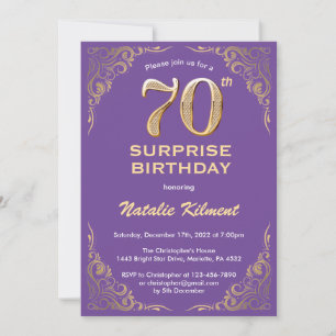 Invitation Surprise 70e anniversaire Parties scintillant viol