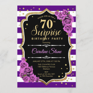 Invitation Surprise 70e anniversaire - Purple Gold