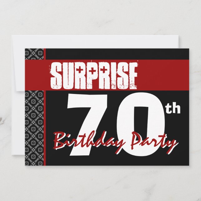 Invitation Surprise 70e anniversaire Red and Black V05 (Devant)