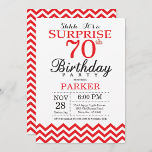 Invitation Surprise 70e anniversaire Red Chevron