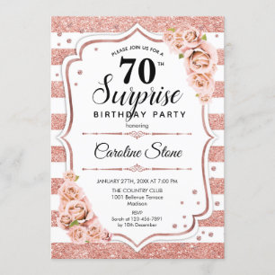 Invitation Surprise 70e anniversaire - Rose or blanc rose