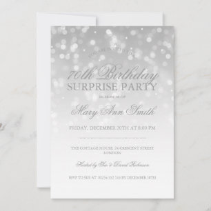 Invitation Surprise 70e anniversaire Silver Bokeh lumières ét