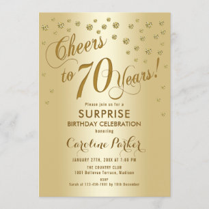 Invitation Surprise 70e fête d'anniversaire - Gold