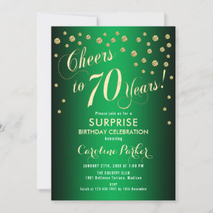 Invitation Surprise 70e fête d'anniversaire - Gold Green