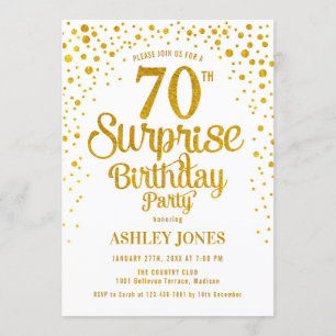 Invitation Surprise 70e fête d'anniversaire - Gold & White