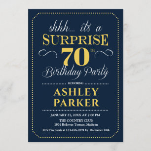 Invitation Surprise 70e fête d'anniversaire - Marine Gold