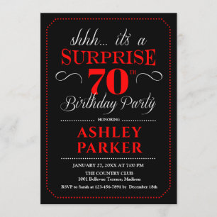 Invitation Surprise 70e fête d'anniversaire - Noir Rouge Blan