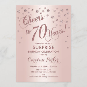 Invitation Surprise 70e fête d'anniversaire - Rose Gold