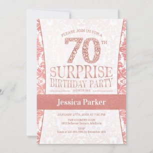 Invitation Surprise 70e fête d'anniversaire - Rose Gold White