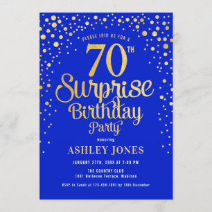 Invitation Surprise 70e fête d'anniversaire - Royal Blue & Go