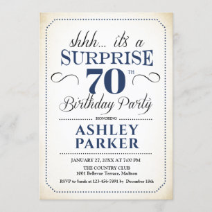 Invitation Surprise 70e fête d'anniversaire - White Navy