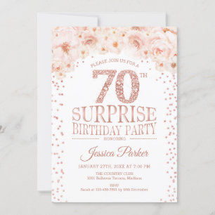 Invitation Surprise 70e fête d'anniversaire - White Rose Gold