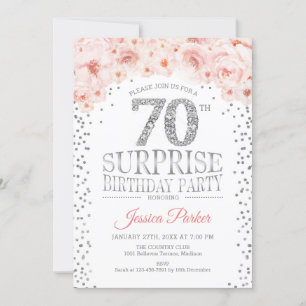 Invitation Surprise 70e fête d'anniversaire - White Silver Pi