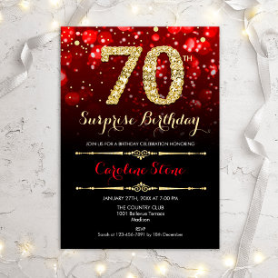 Invitation Surprise 70th Birthday - Black Red Gold